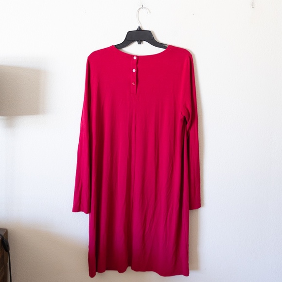 Eileen Fisher Red Jersey Dress Back Button - Picture 2 of 4